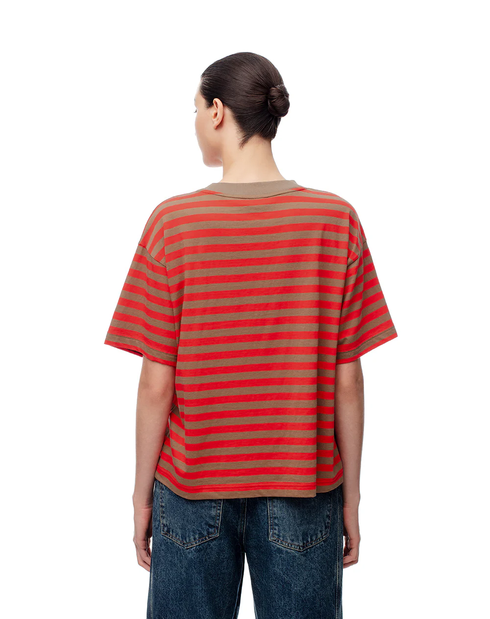 Camiseta oversize algodón rayas mujer - Image 2