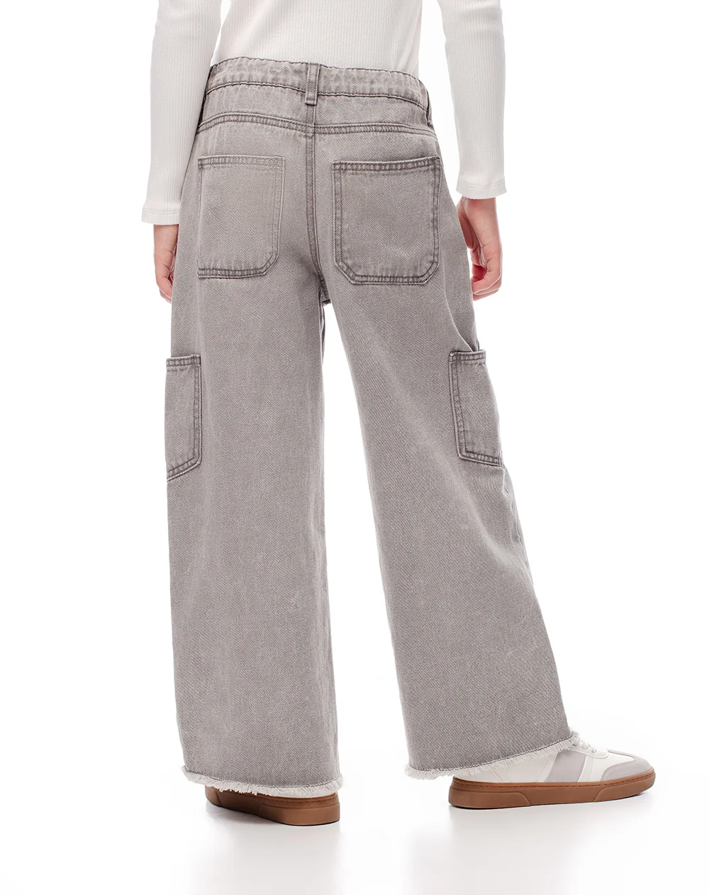 Jean cargo tiro medio gris niña - Image 3