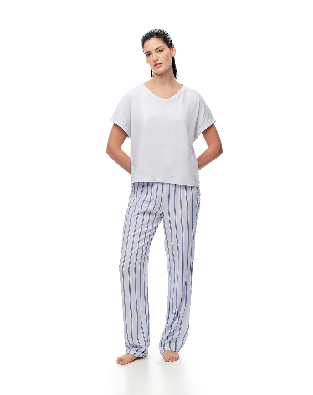 Camiseta relax algodón azul mujer - Image 4