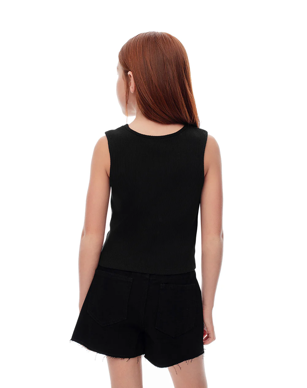 Camiseta esqueleto slim rib algodón negra niña - Image 2