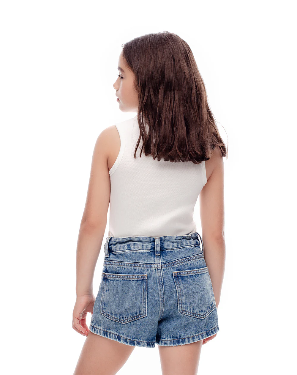 Falda short denim índigo oscuro niña - Image 2