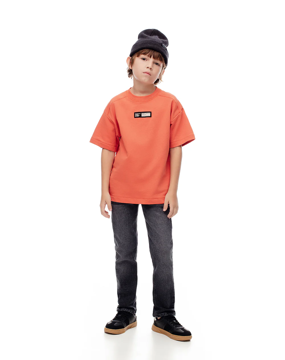 Camiseta oversize algodón naranja niño - Image 3