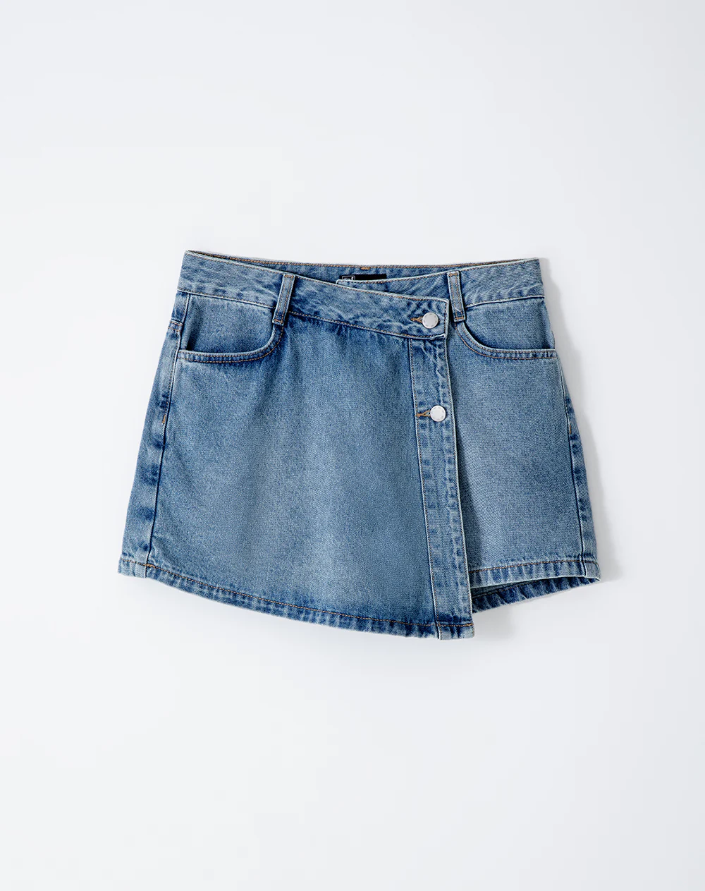 Falda short tiro alto denim índigo medio mujer - Image 2