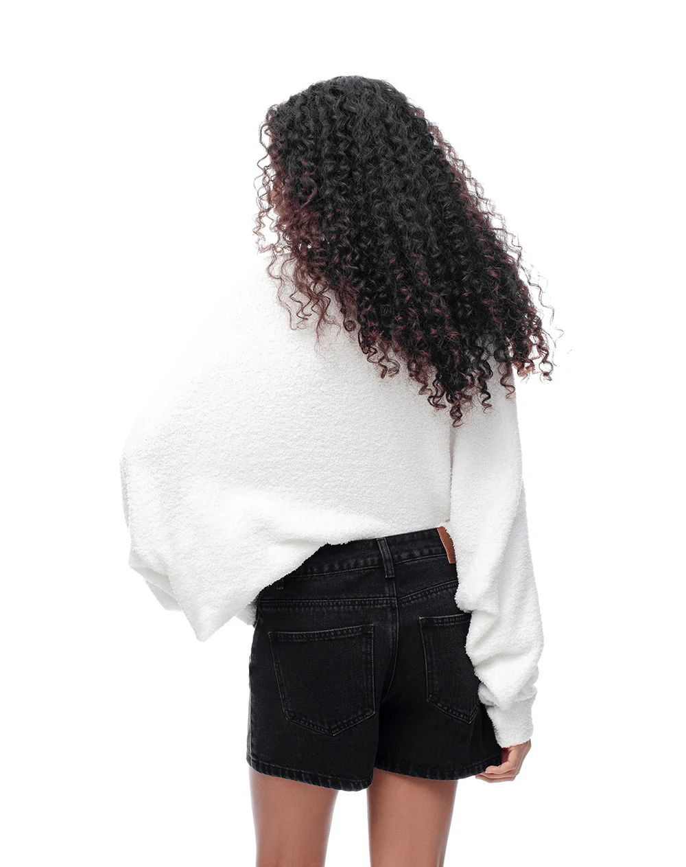 Falda short tiro alto denim negro mujer - Image 2