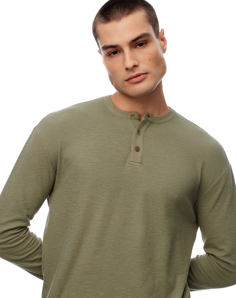 Camibuzo regular algodón oliva hombre - Image 3