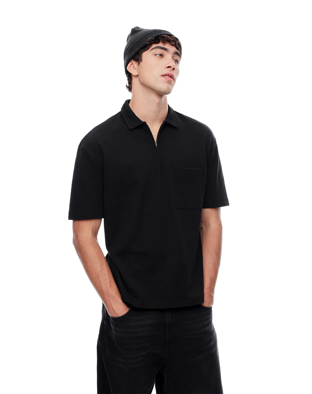Polo regular algodón negra hombre - Image 3