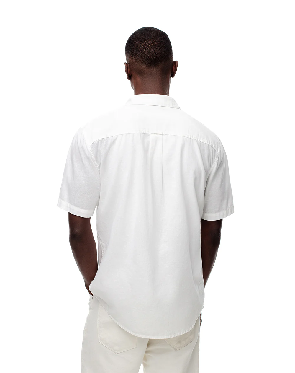 Camisa manga corta regular lino blanca hombre - Image 2