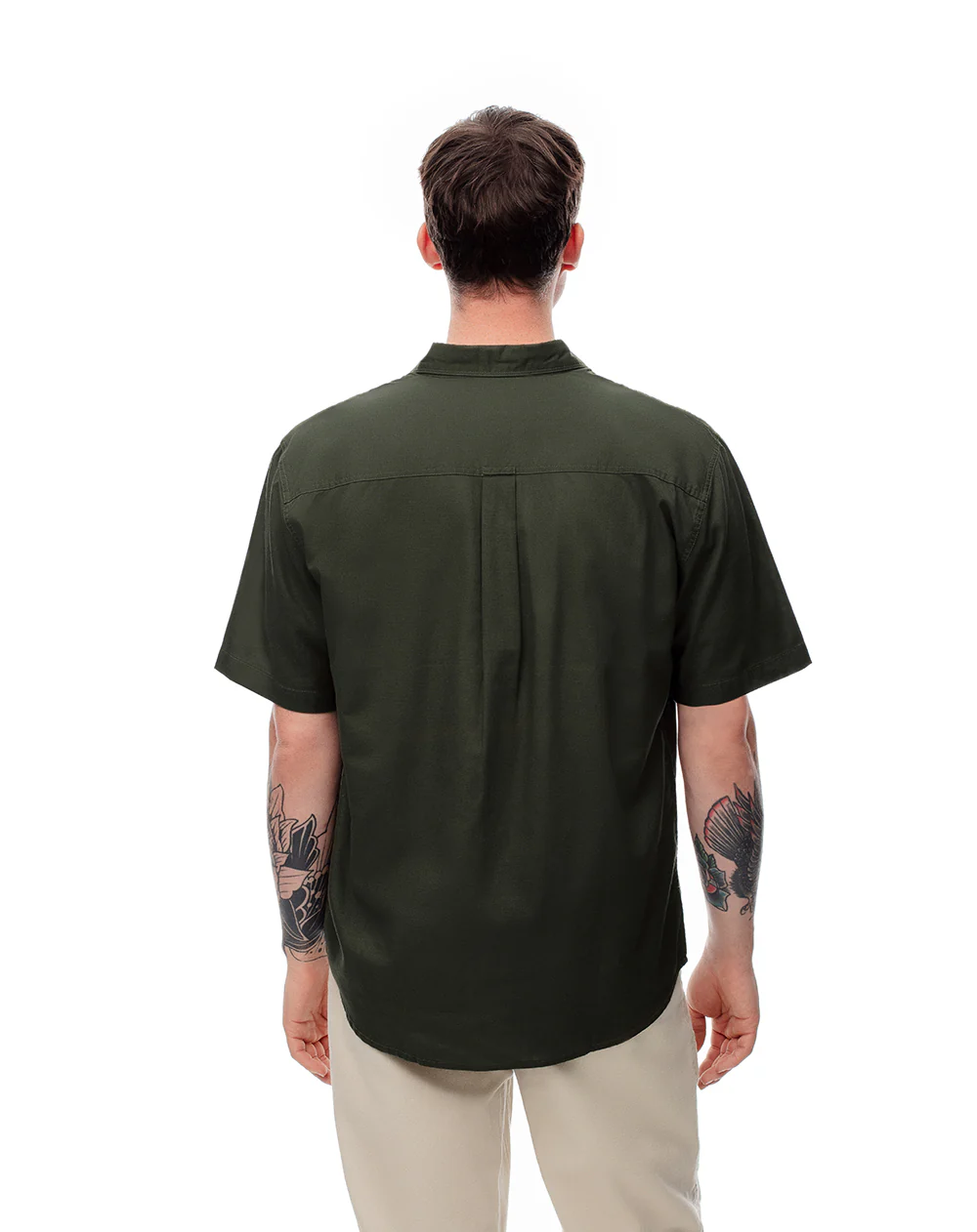 Camisa manga corta regular lino verde hombre - Image 2