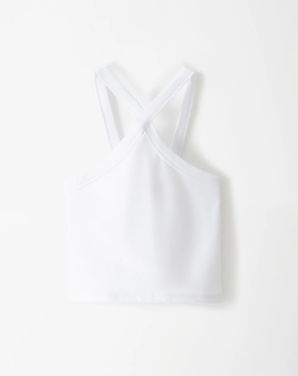 Crop top slim rib algodón blanco mujer - Image 5
