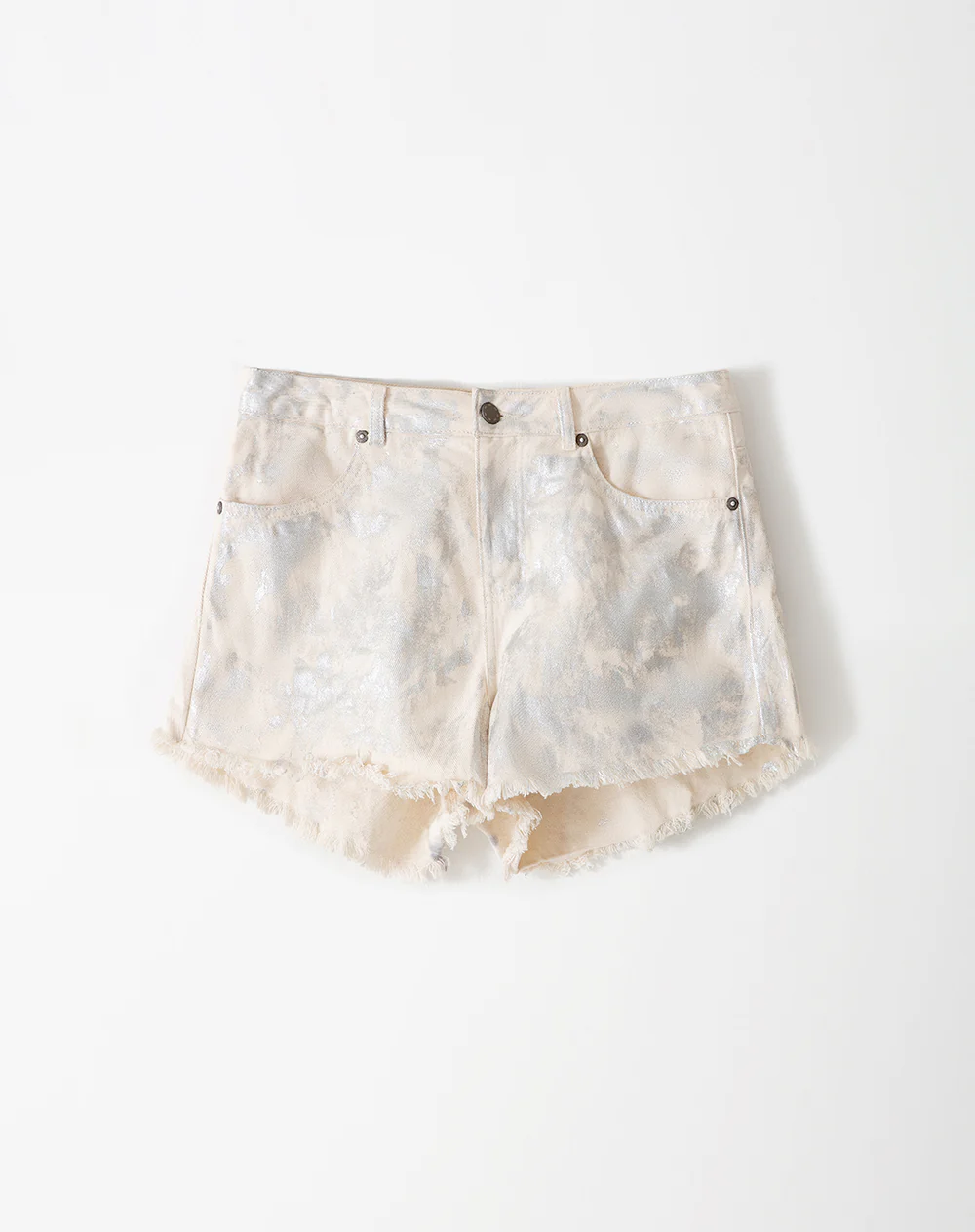 Short tiro medio denim metalizado gris mujer - Image 3