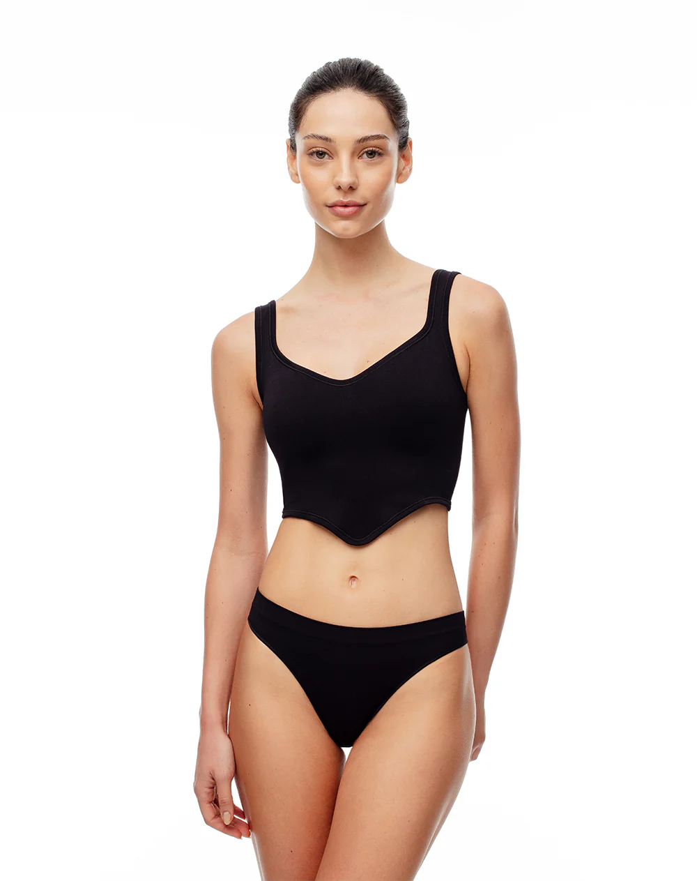 Crop top slim seamless negra mujer - Image 4