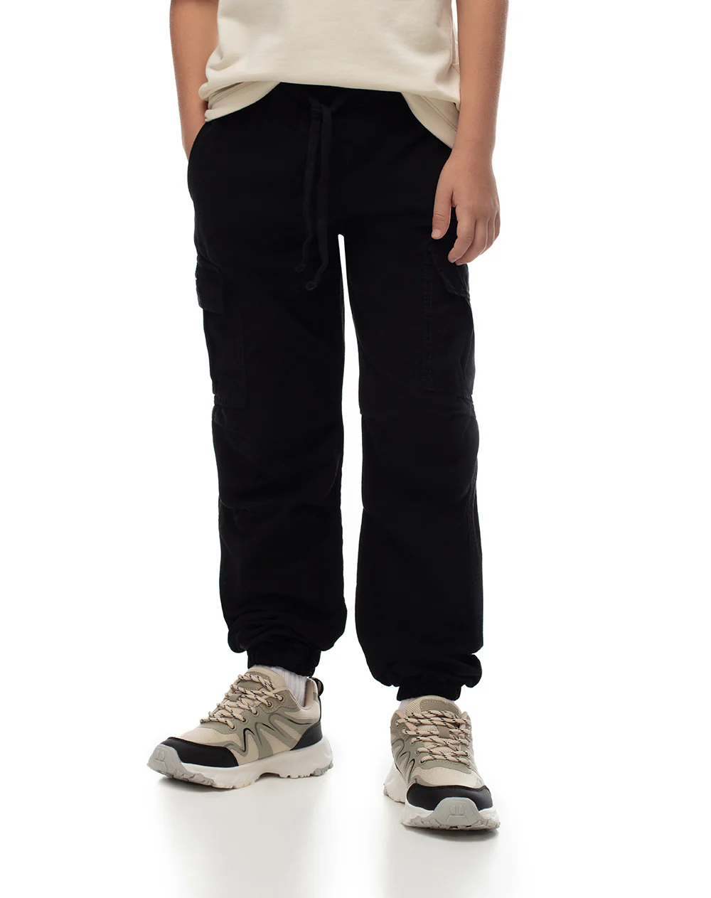 Jogger regular algodón negro niño - Image 3