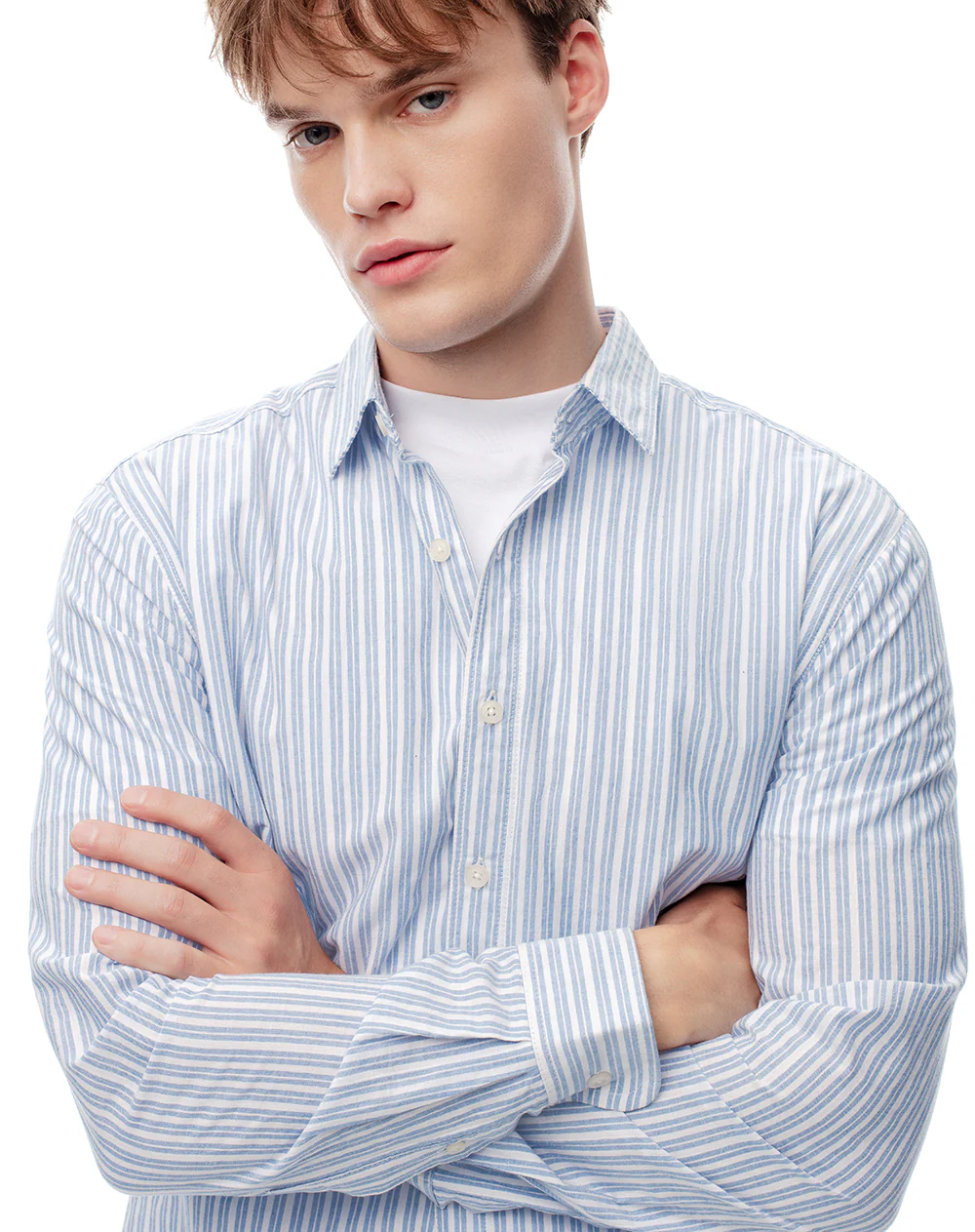 Camisa manga larga regular algodón rayas hombre - Image 3