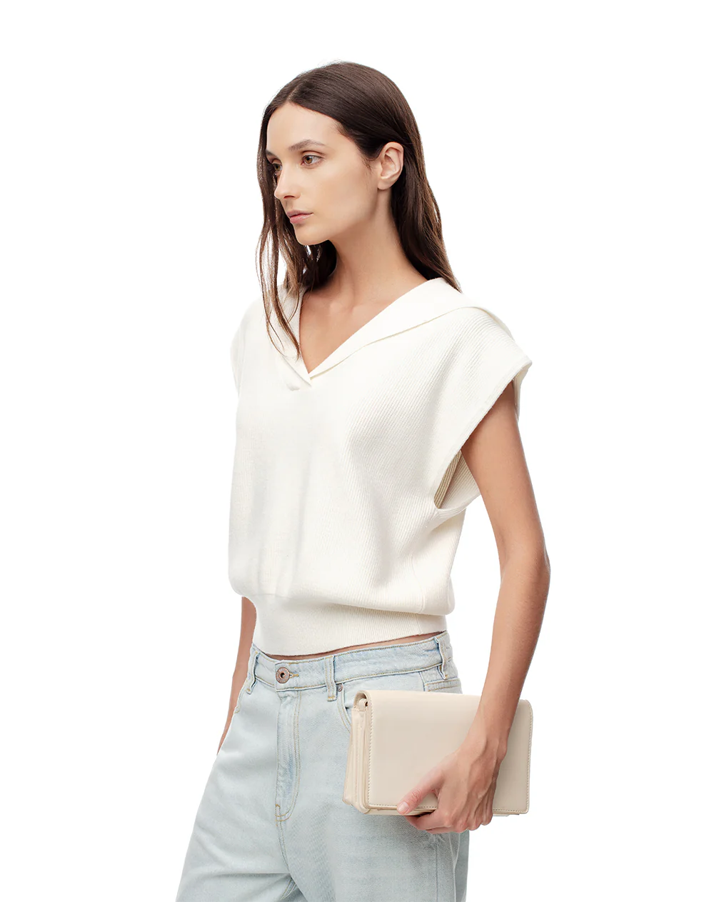 Chaleco oversize tejido nlanco mujer