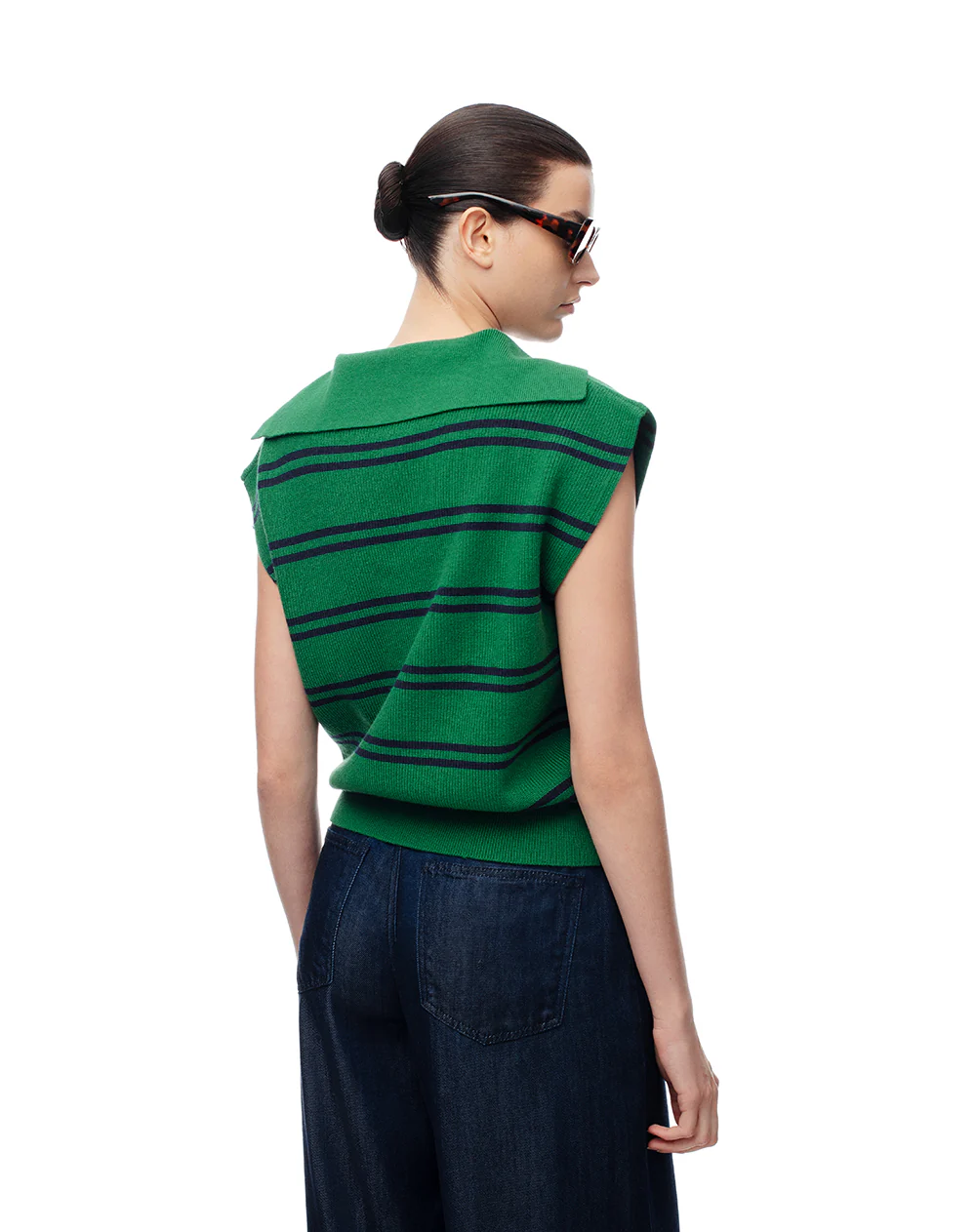 Chaleco oversize tejido rayas mujer - Image 2