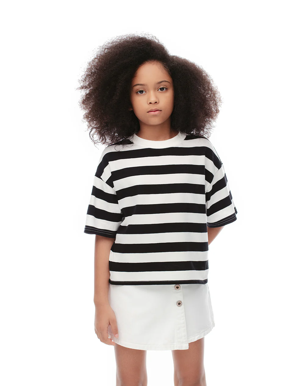 Camiseta oversize algodón rayas niña - Image 3