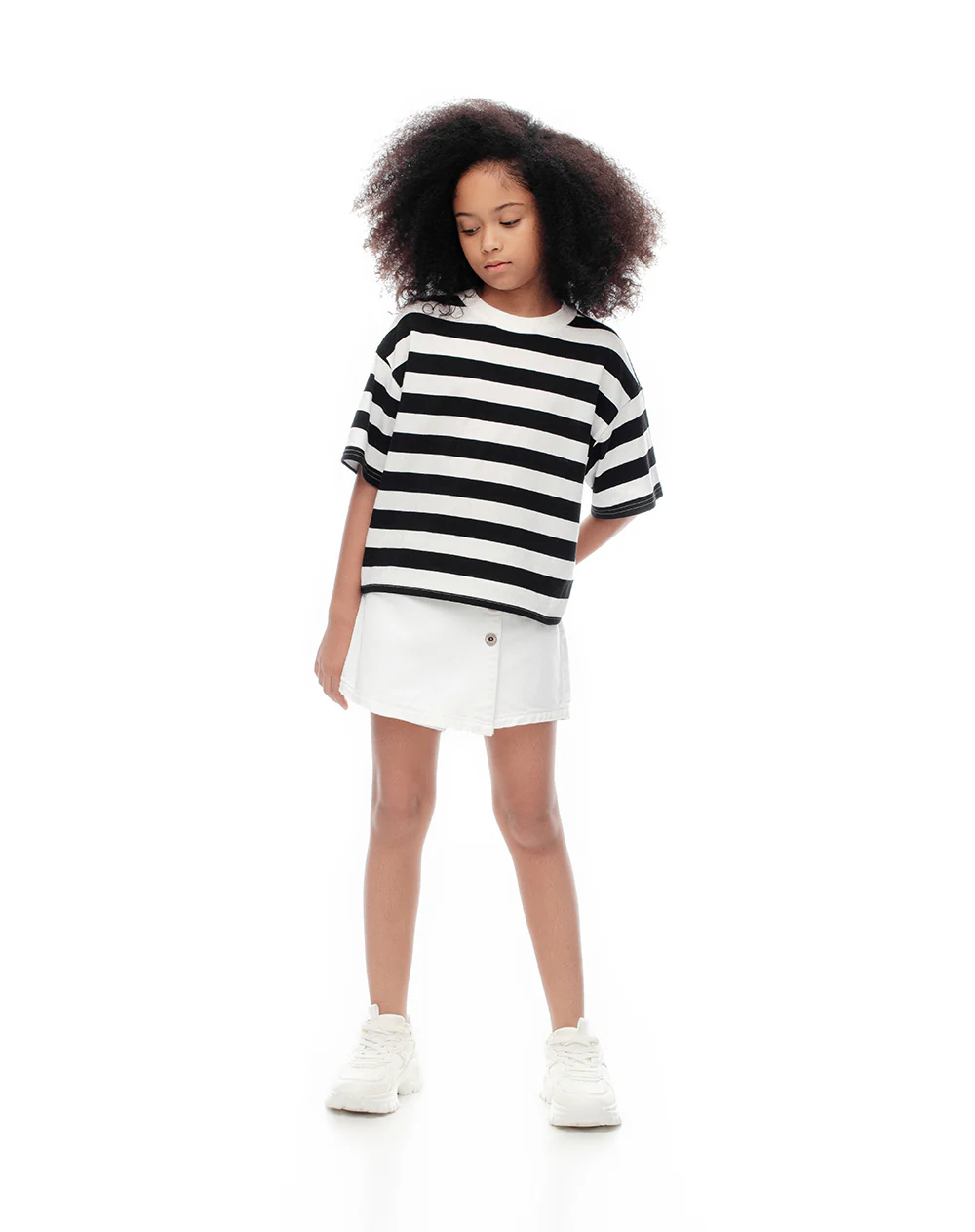 Camiseta oversize algodón rayas niña - Image 4