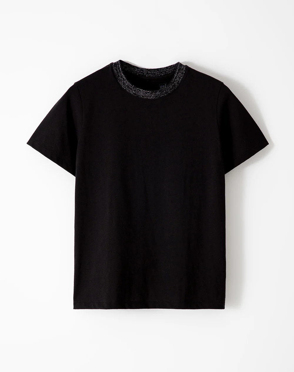 Camiseta regular algodón negra mujer - Image 5