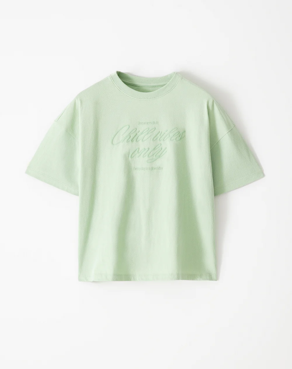 Camiseta oversize algodón verde estampada niña - Image 6
