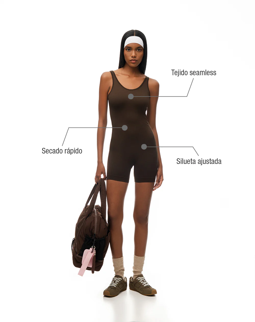 Enterizo deportivo seamless chocolate mujer - Image 2