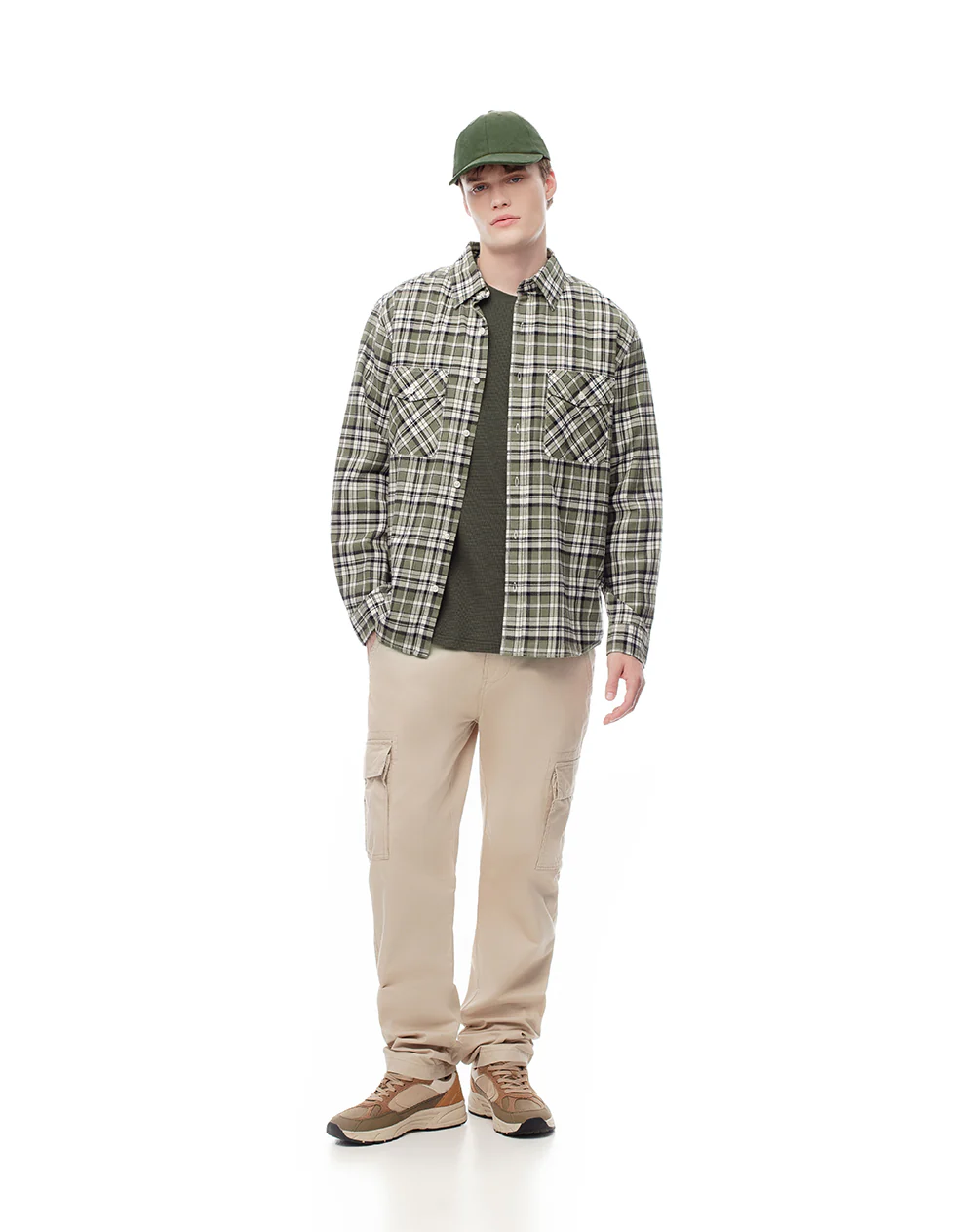 Camisa manga larga regular algodón cuadros hombre - Image 3