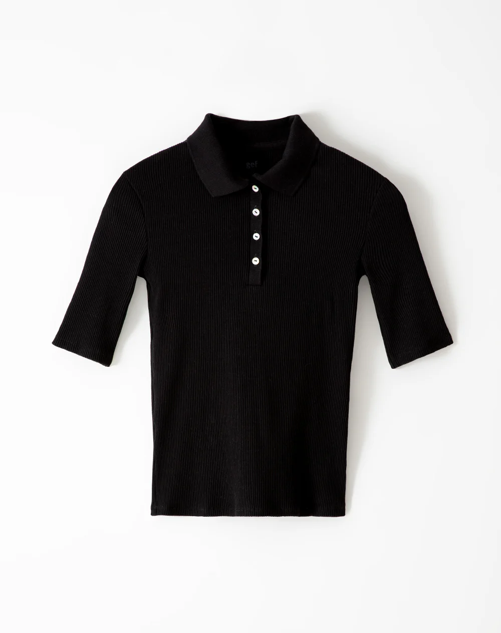 Polo slim tejido de punto algodón negra mujer - Image 6