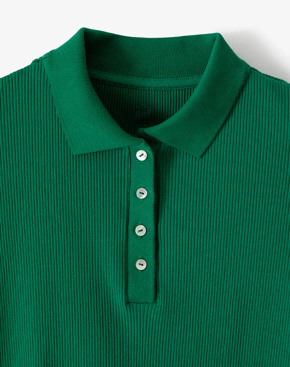 Polo slim tejido de punto algodón verde mujer - Image 6