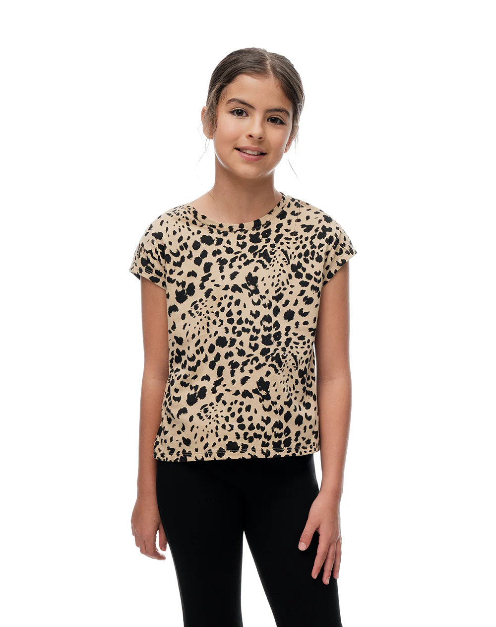 Camiseta regular algodón habano print niña