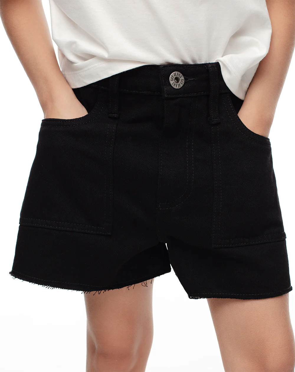 Short tiro medio denim negro niña - Image 5