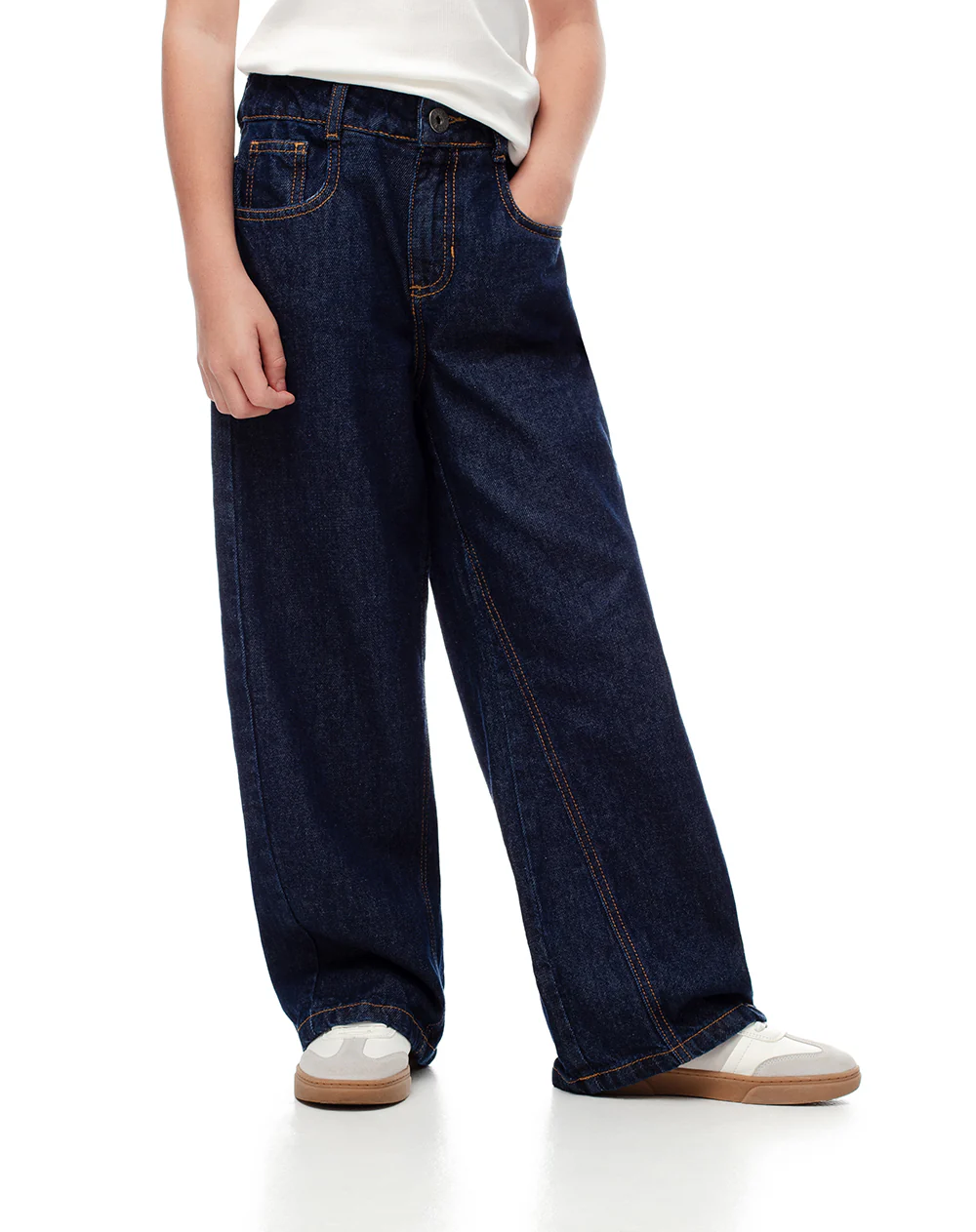 Jean wide leg tiro medio índigo oscuro niña - Image 6