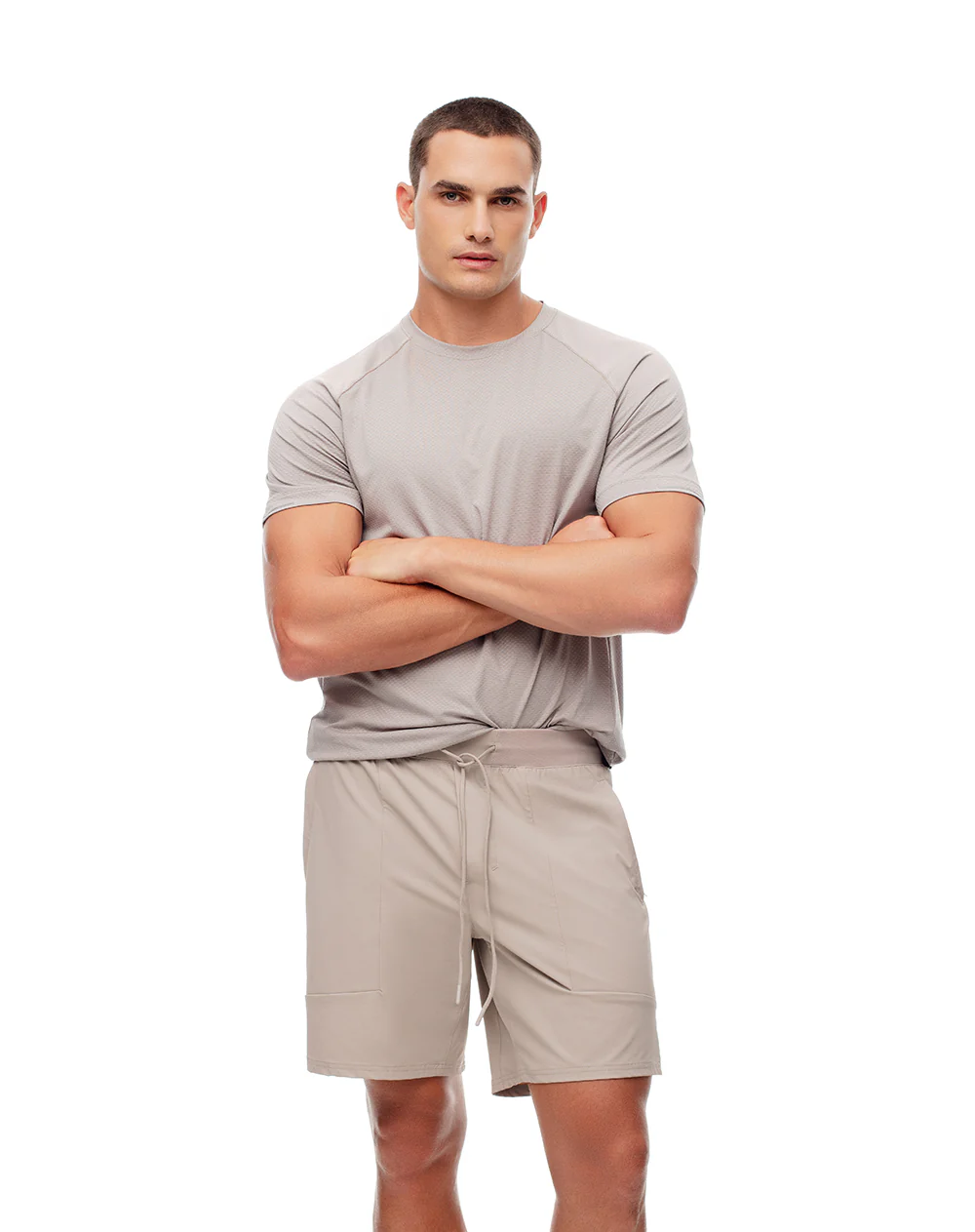 Pantaloneta deportiva secado rápido taupe hombre - Image 3