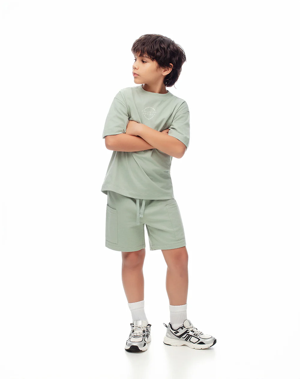 Conjunto camiseta + bermuda verde niño