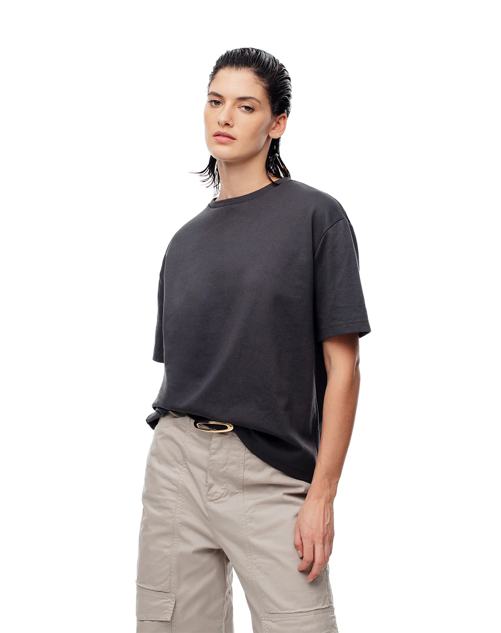 Camiseta oversize gris mujer - Image 2