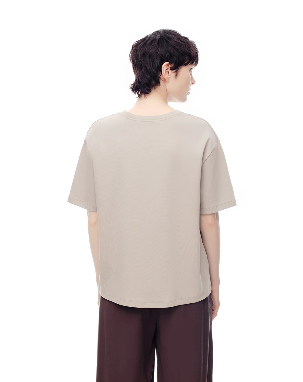 Camiseta oversize  taupe mujer - Image 2