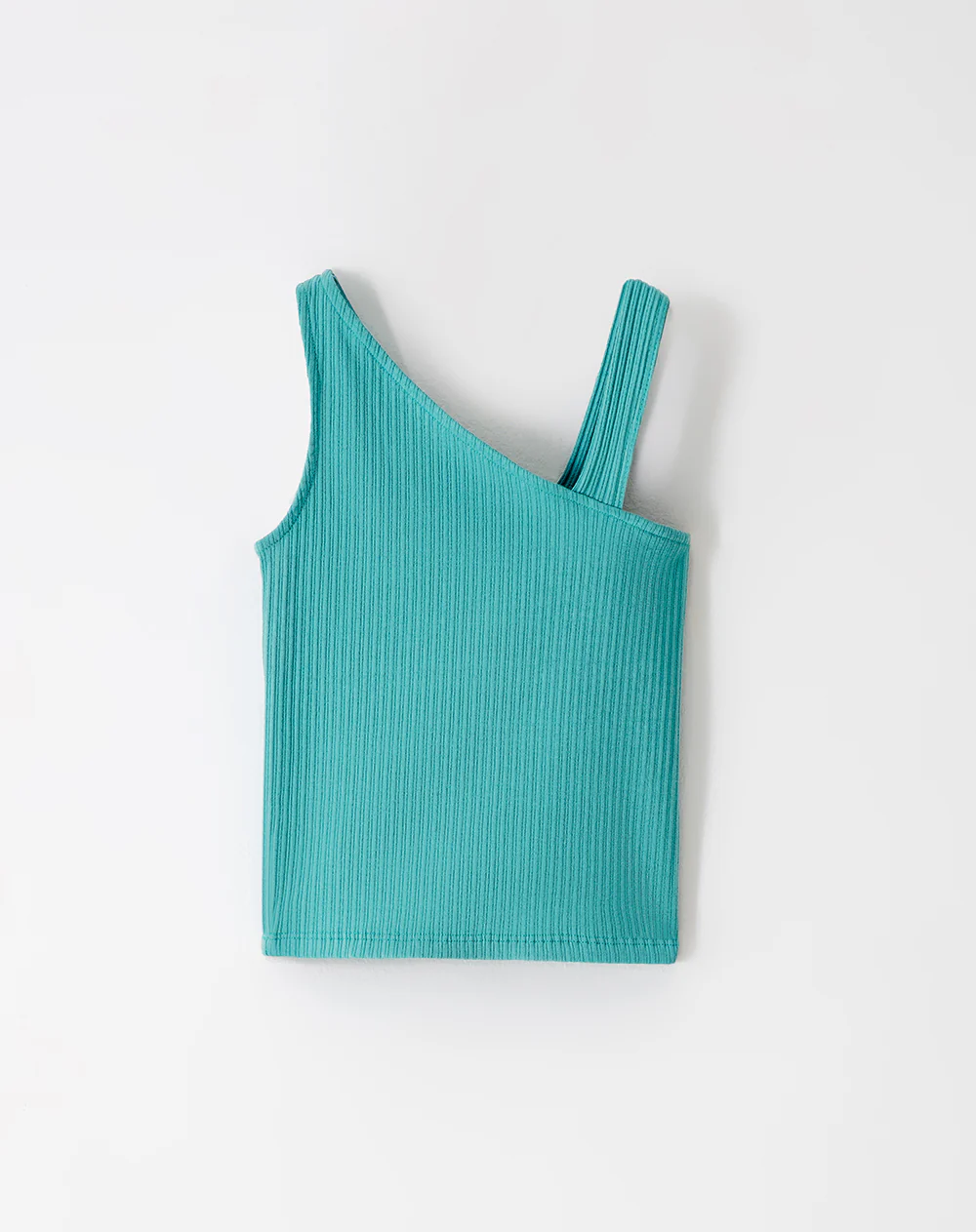 Camiseta asimétrica slim rib algodón azul niña - Image 5