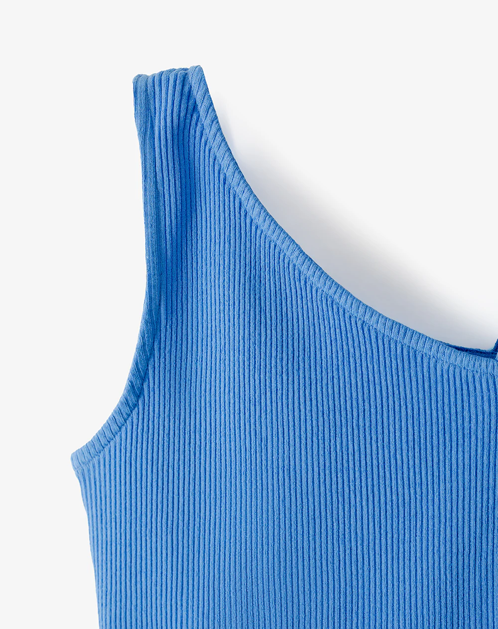 Camiseta asimétrica slim rib algodón azul niña - Image 6