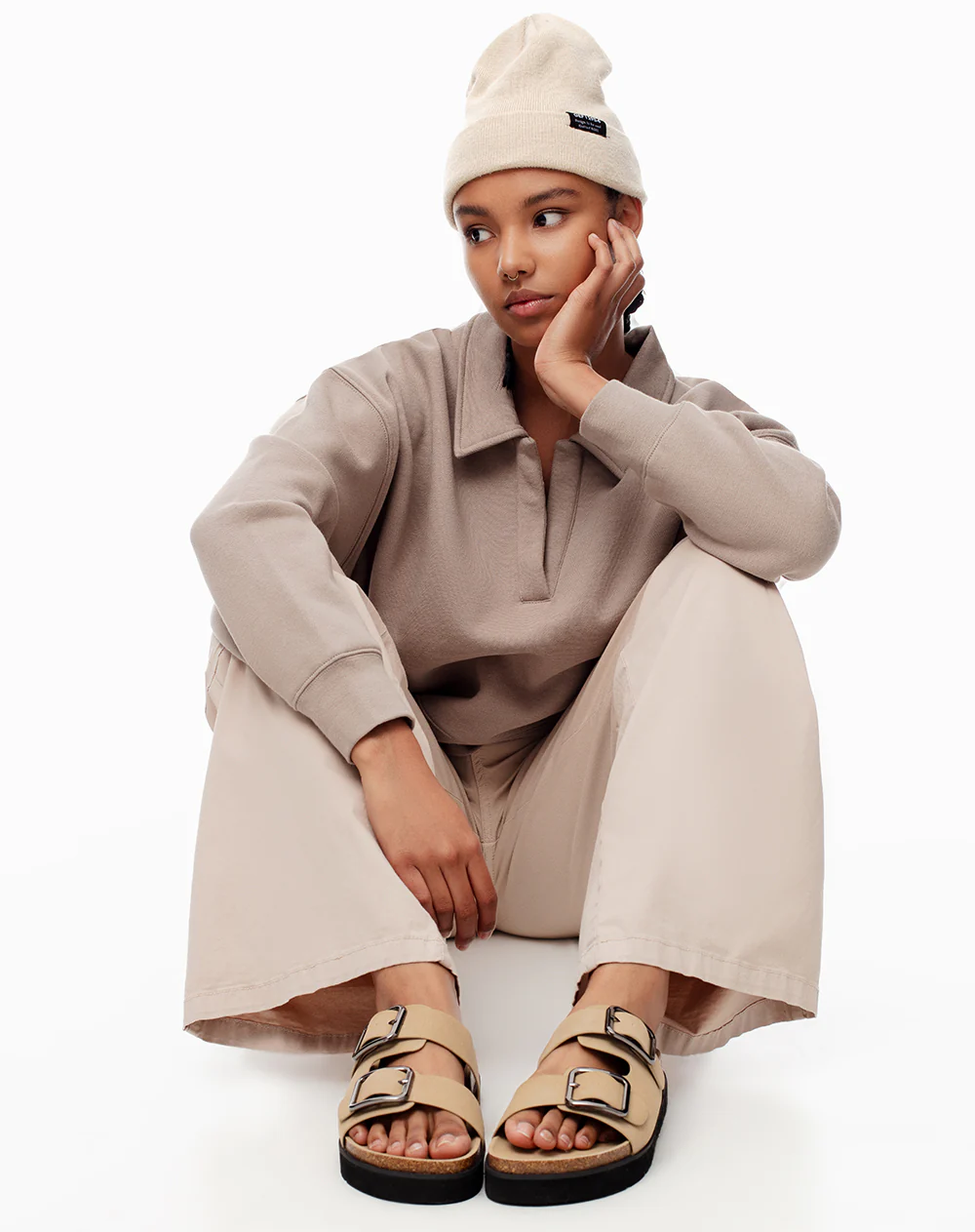 Sandalias planas tipo birkenstock café mujer - Image 4