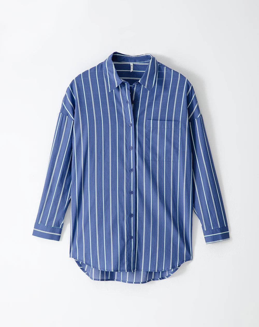 Camisa manga larga oversize algodón rayas mujer - Image 7
