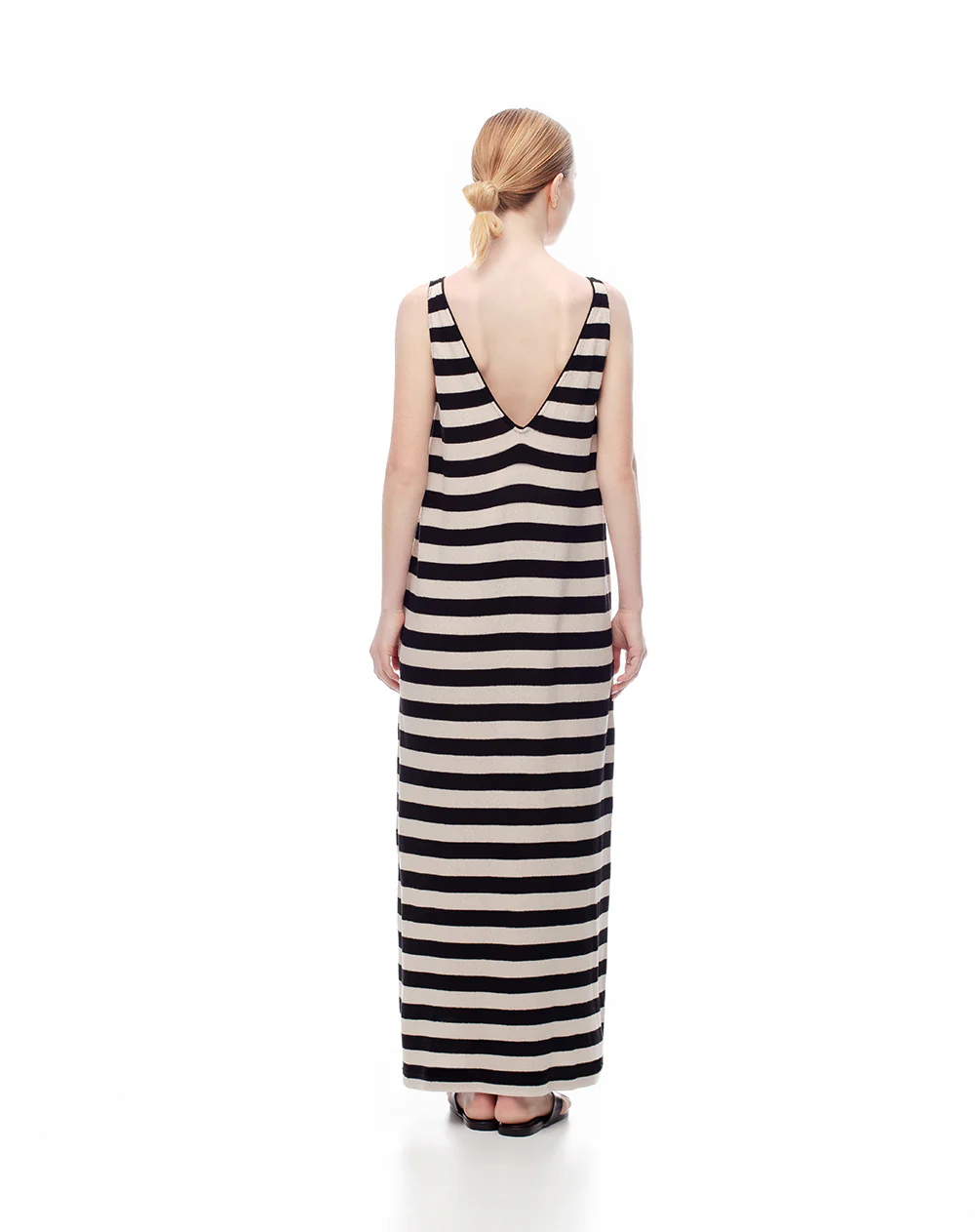 Vestido largo tejido rayas mujer - Image 2