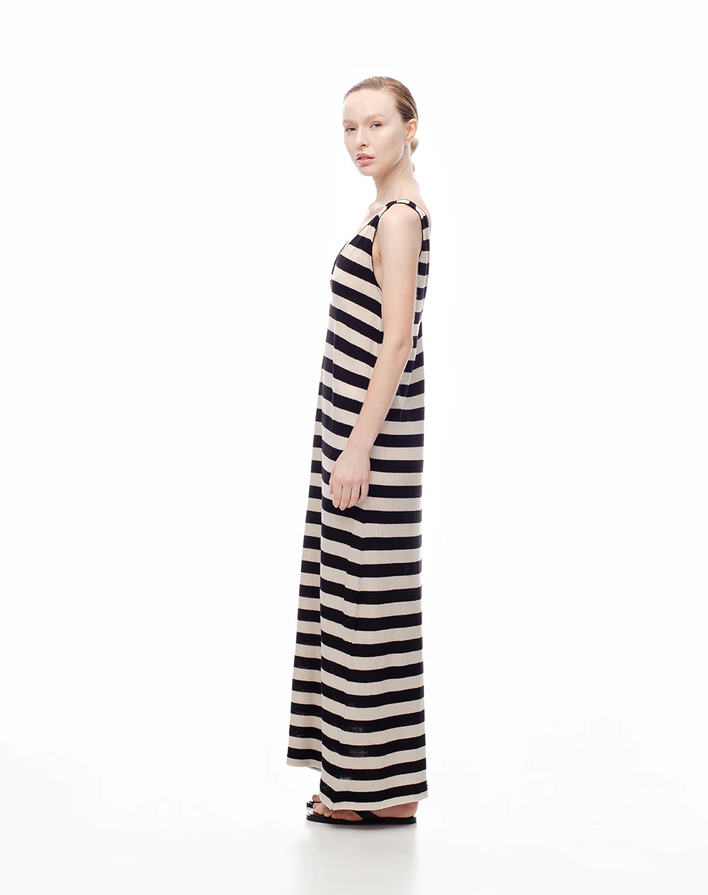 Vestido largo tejido rayas mujer - Image 3
