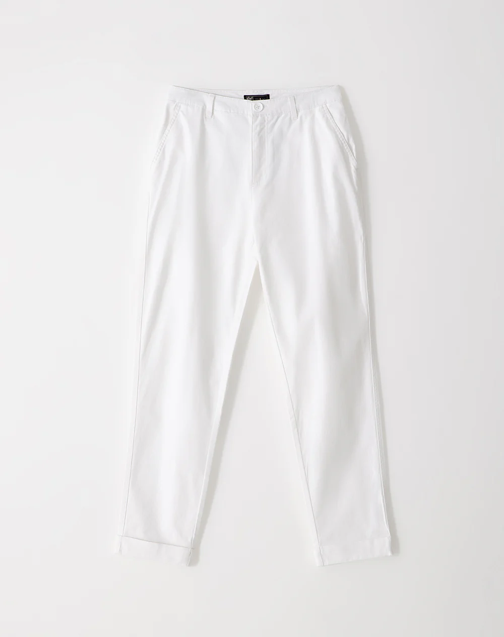 Pantalón recto tiro medio algodón blanco mujer - Image 2