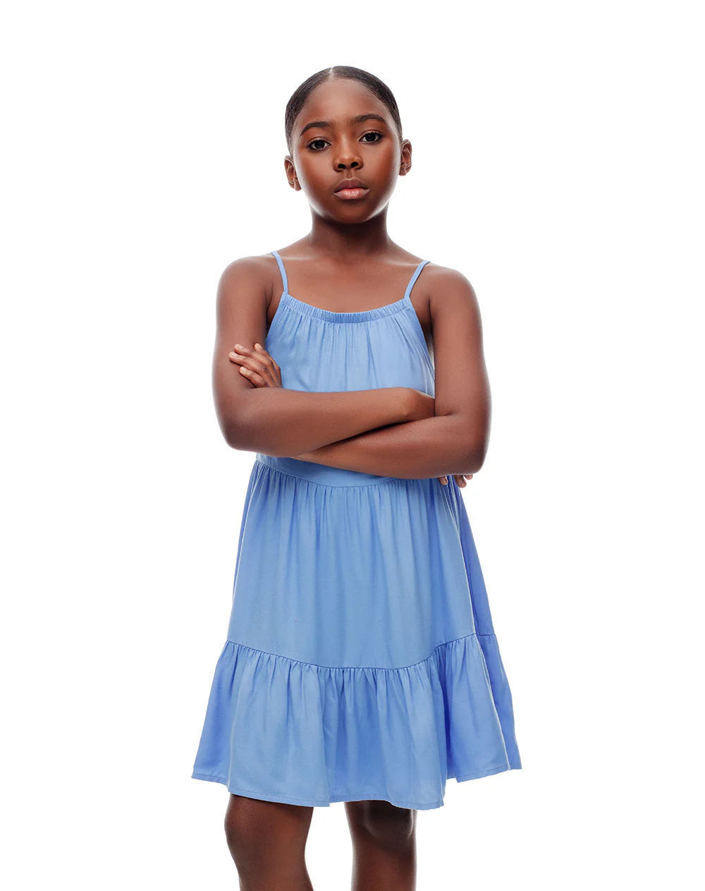 Vestido holgado azul niña