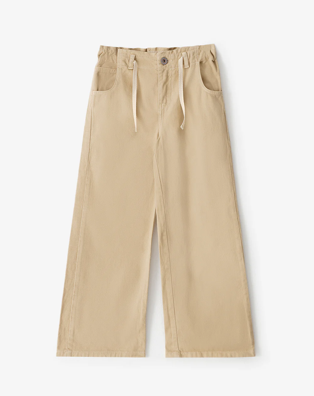 Pantalón wide leg tiro medio drill algodón habano niña - Image 6