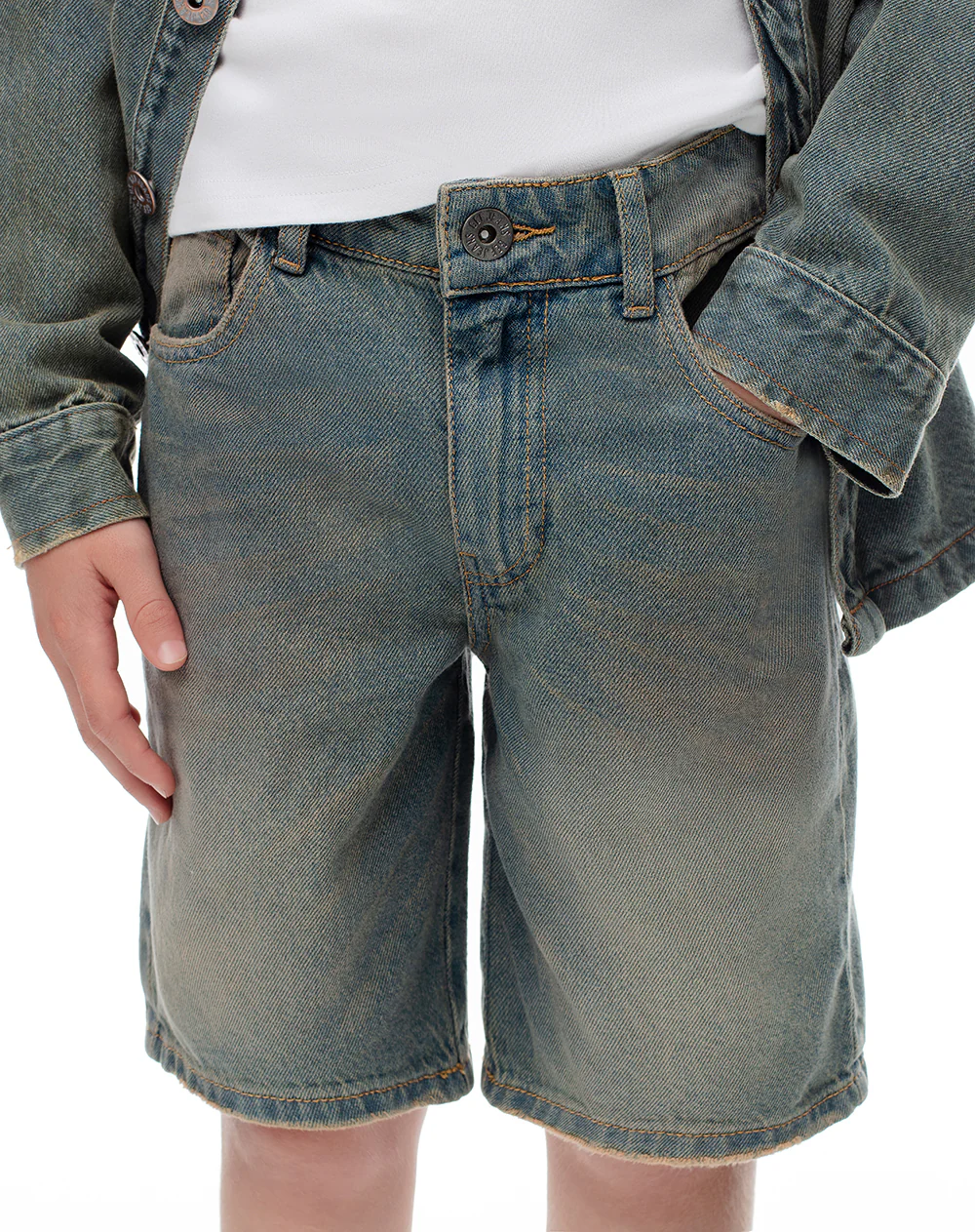 Bermuda denim regular índigo medio niño - Image 3