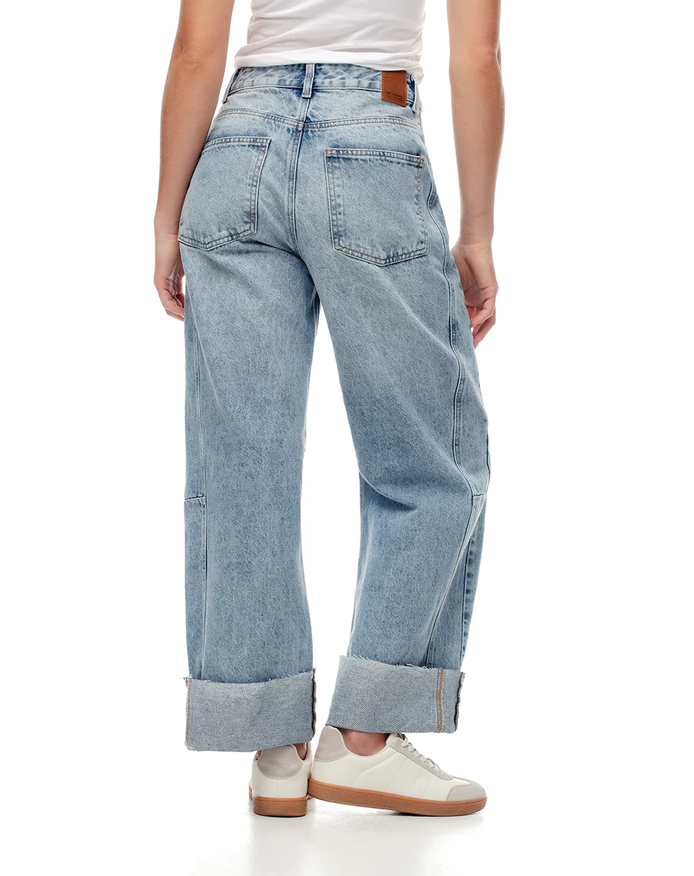 Jean wide leg tiro alto dobladillo índigo claro mujer - Image 2