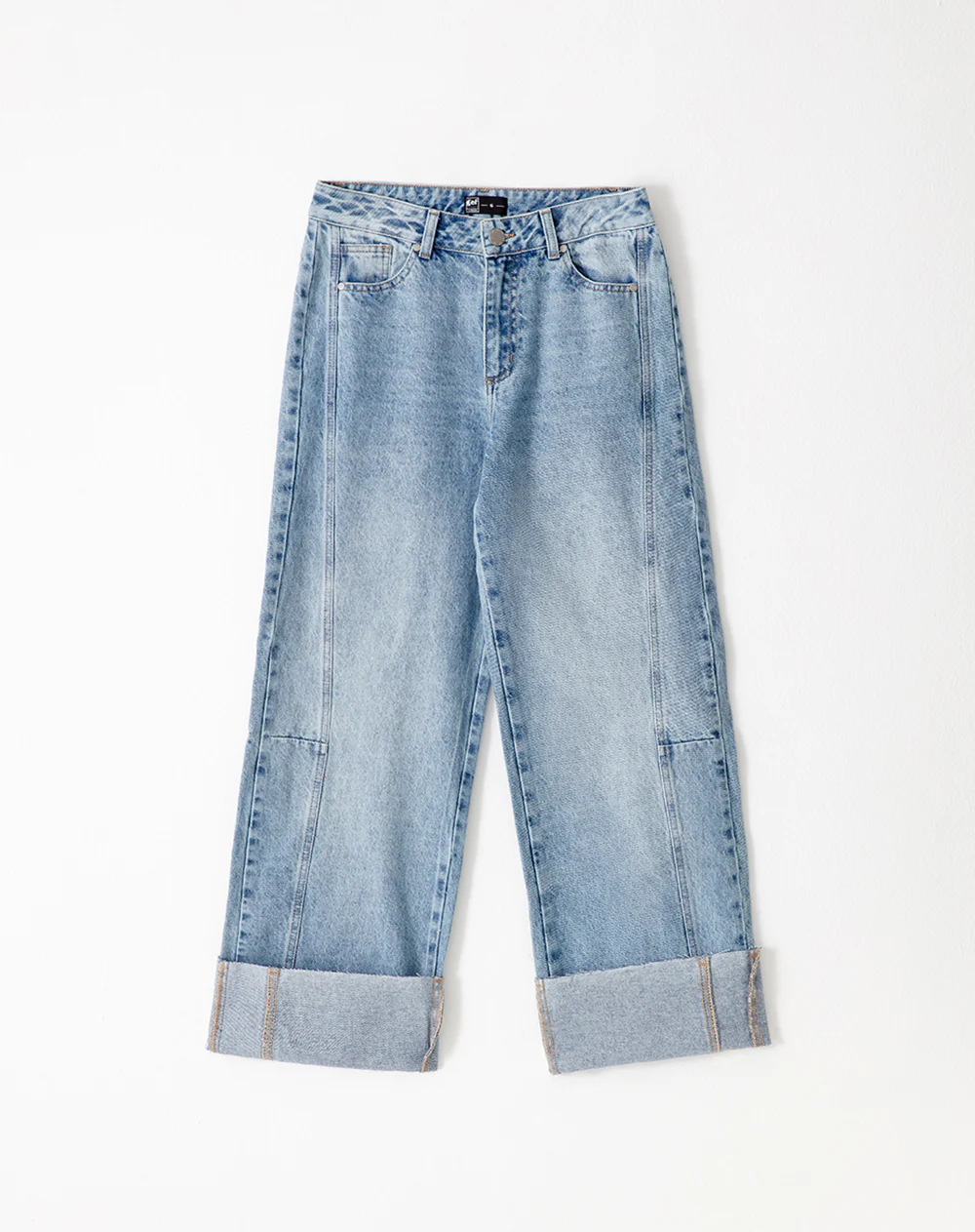 Jean wide leg tiro alto dobladillo índigo claro mujer - Image 7