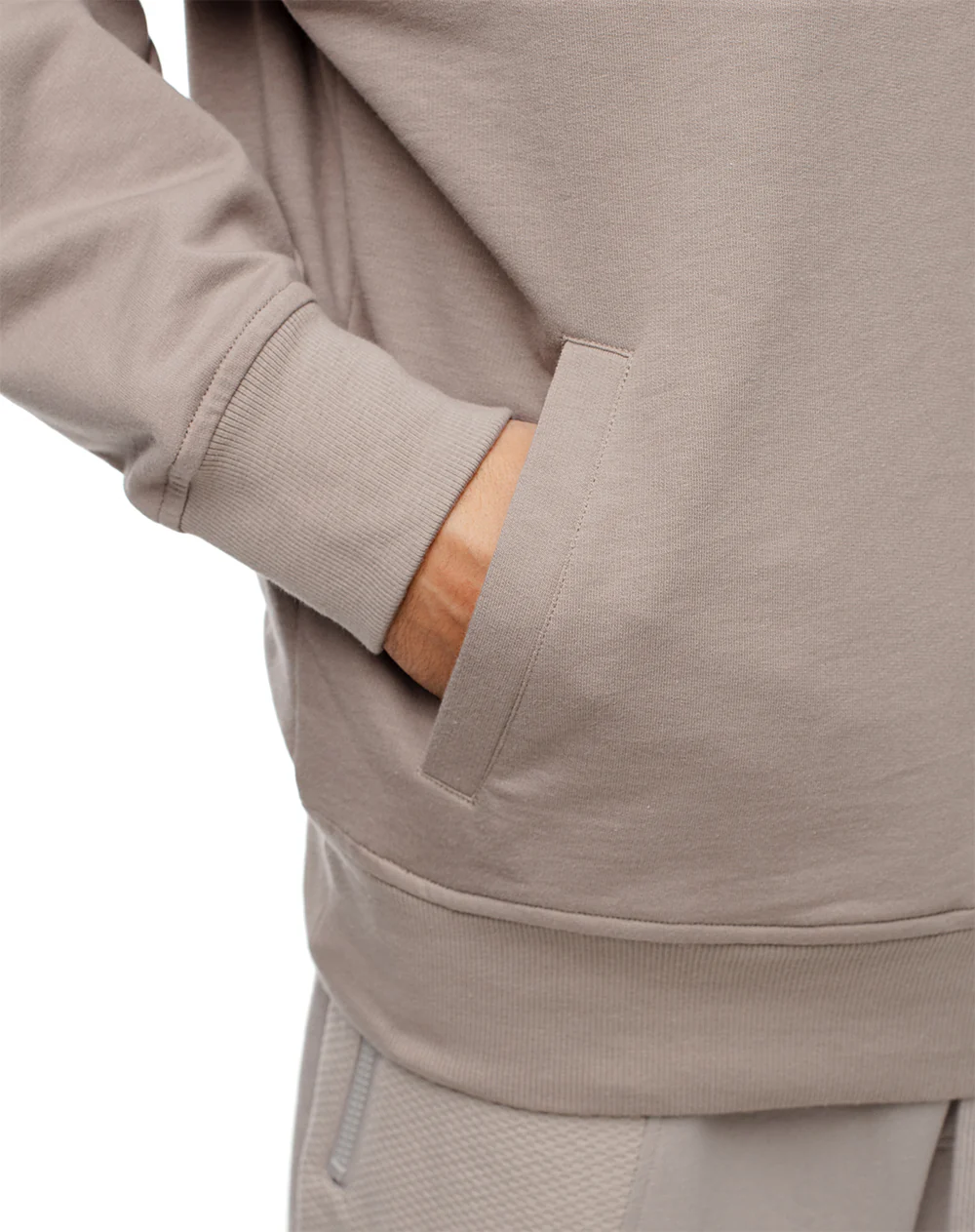 Buzo relax tipo hoddie algodón taupe hombre - Image 4