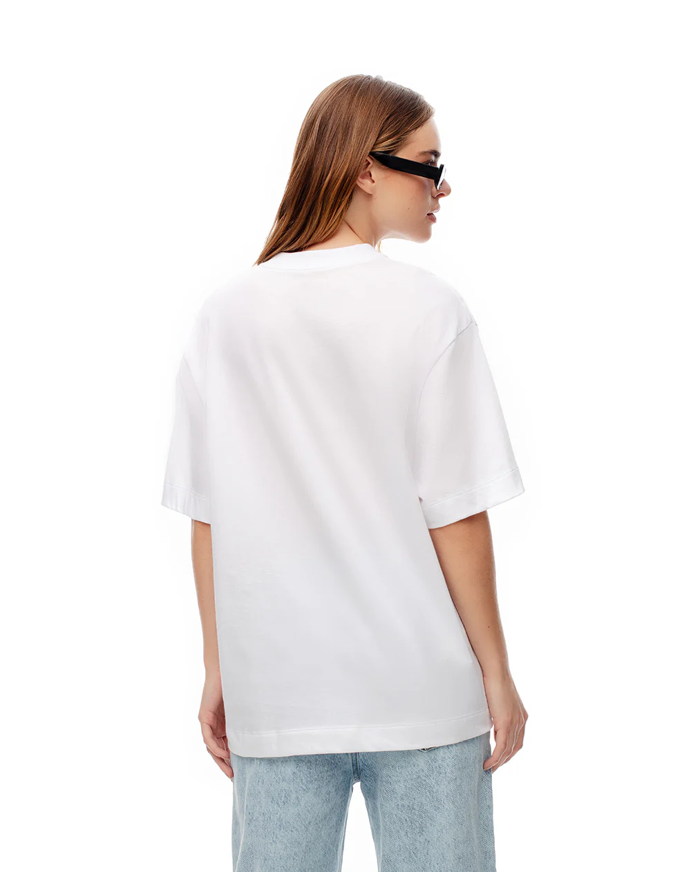 Camiseta oversize algodón blanca estampada mujer - Image 2
