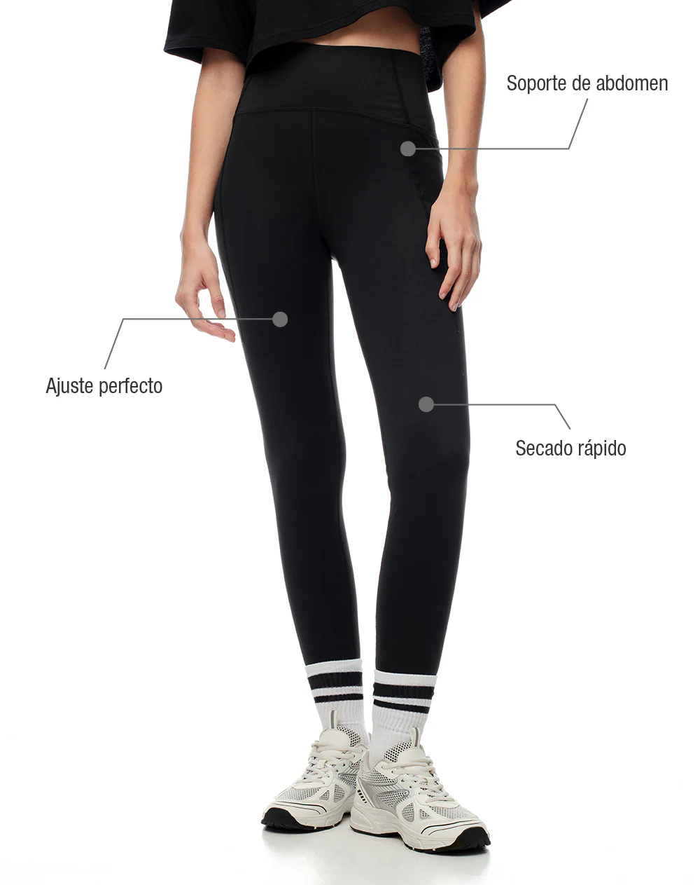 Legging deportivo secado rápido negro mujer - Image 2