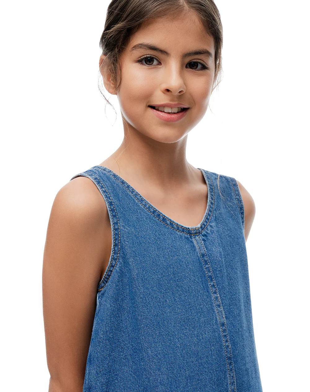 Vestido recto corto índigo medio niña - Image 3
